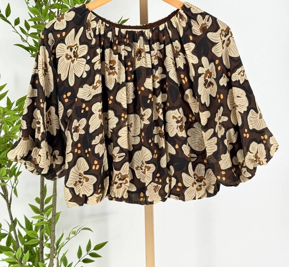 NEW THML women's sonata top in brown floral